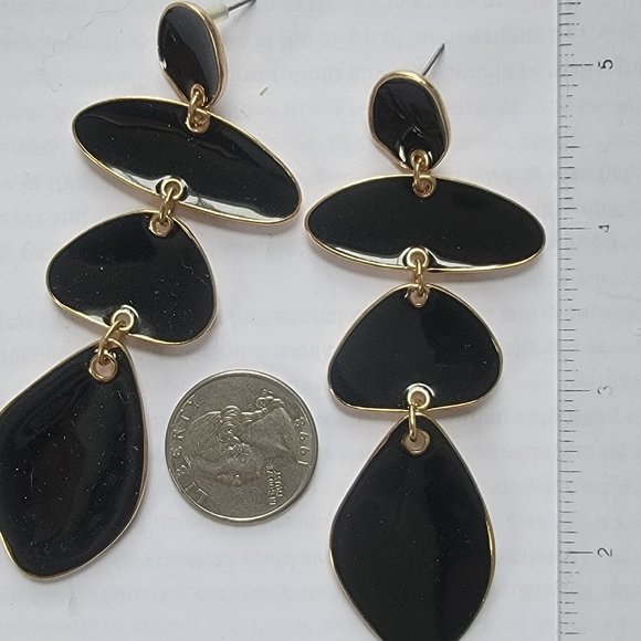 Anthropologie Dangle Black Statement Earrings - Picture 1 of 1